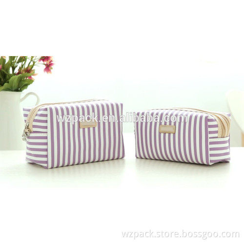 OEM Pink Striped Mini Coin Purse Cosmetic / Makeup Bag Case